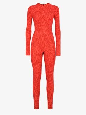 Fendi x SKIMS Crew Neck Full Onesie in Color Georgia Orange